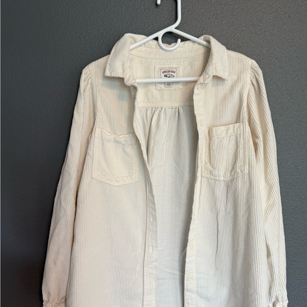American Eagle Cream Button-Up Shirt